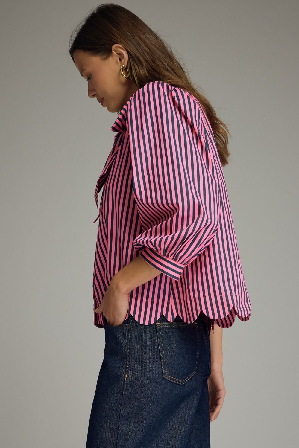 Tie-Neck Striped Blouse