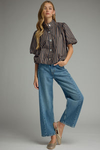 Striped Puff Sleeve Top