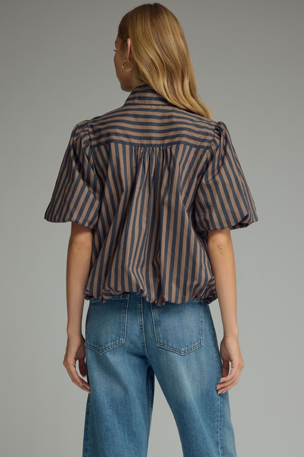 Striped Puff Sleeve Top