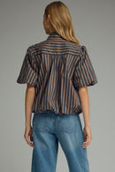 Striped Puff Sleeve Top