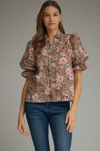 Leopard Floral Blouse