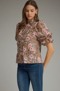 Leopard Floral Blouse