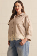 Lace Hem Striped Top