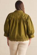 Lace Hem Button-Down