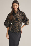 Waist Cinch Leopard Top