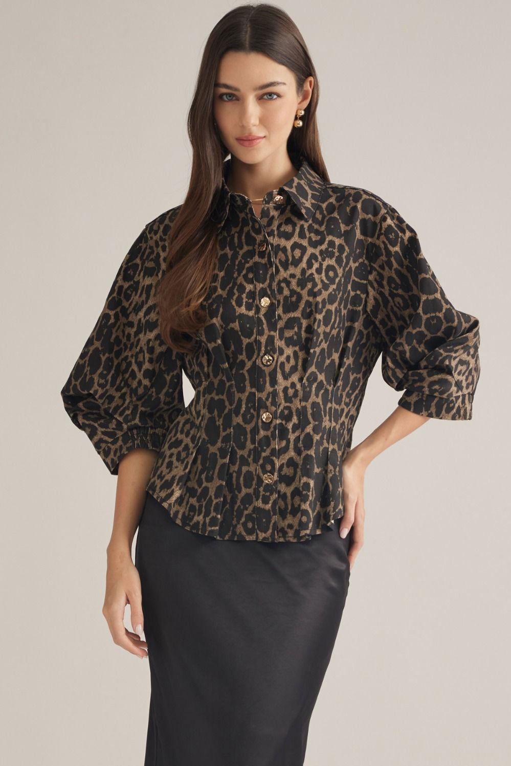 Waist Cinch Leopard Top