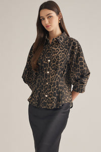 Waist Cinch Leopard Top