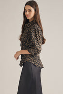 Waist Cinch Leopard Top