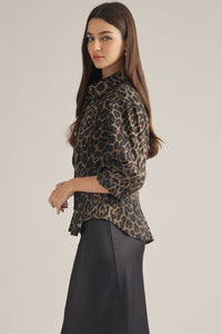 Waist Cinch Leopard Top
