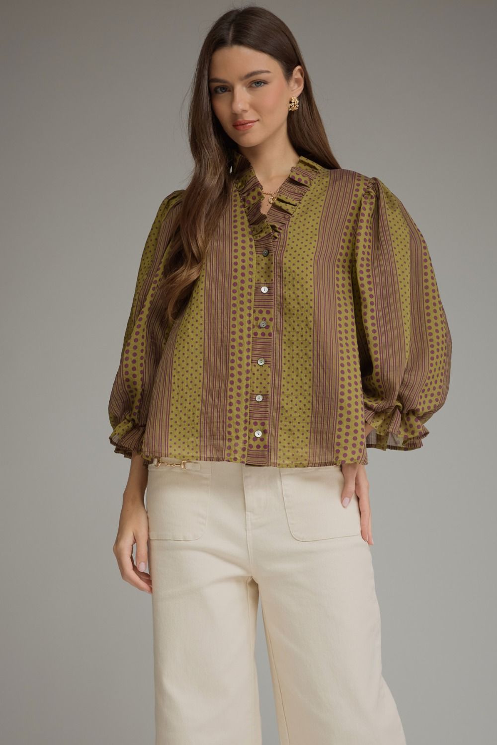 Polka Dot Striped Blouse