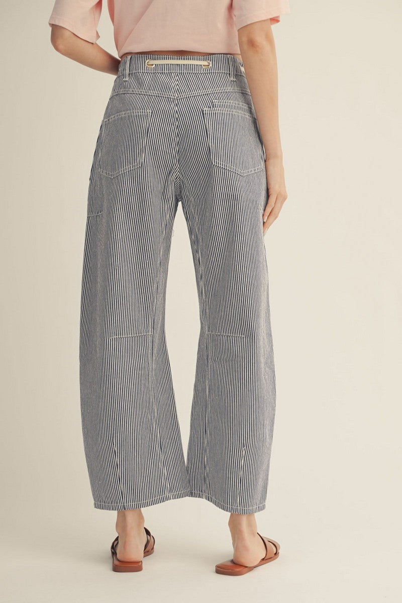 Navy Striped Barrel Jeans
