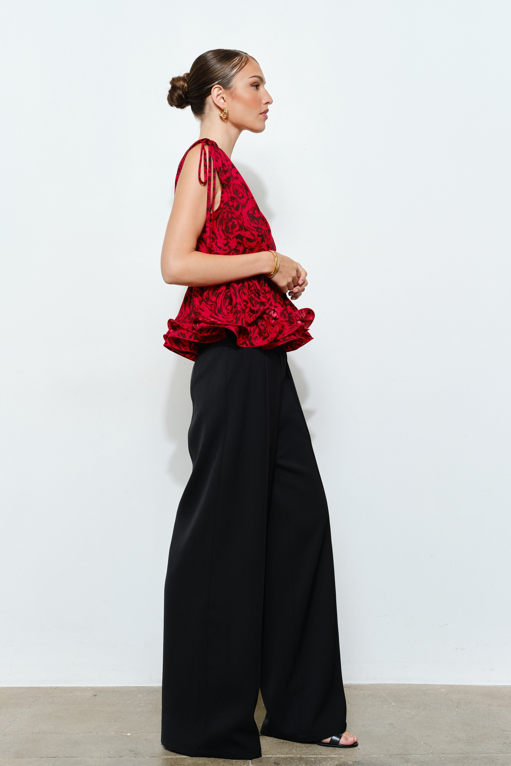 Rosette Peplum Blouse