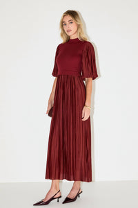 Pleated Mix Media Maxi Dress