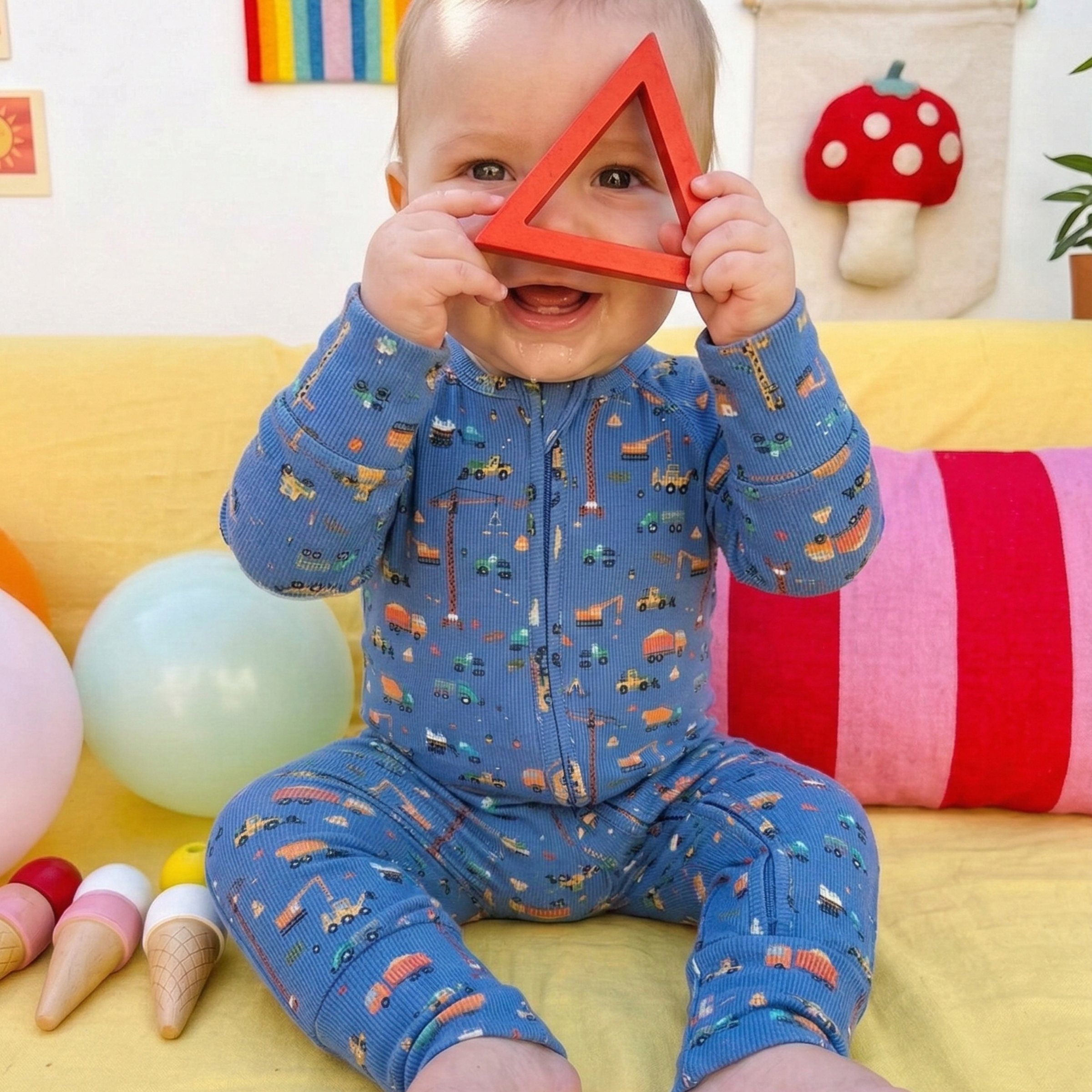 Construction Zipper Romper