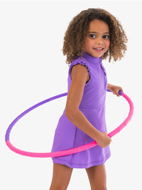 Purple Flutter Sleeve Active Dress & Bike Short Set