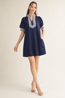 Stripe Contrast Accent Solid Dress