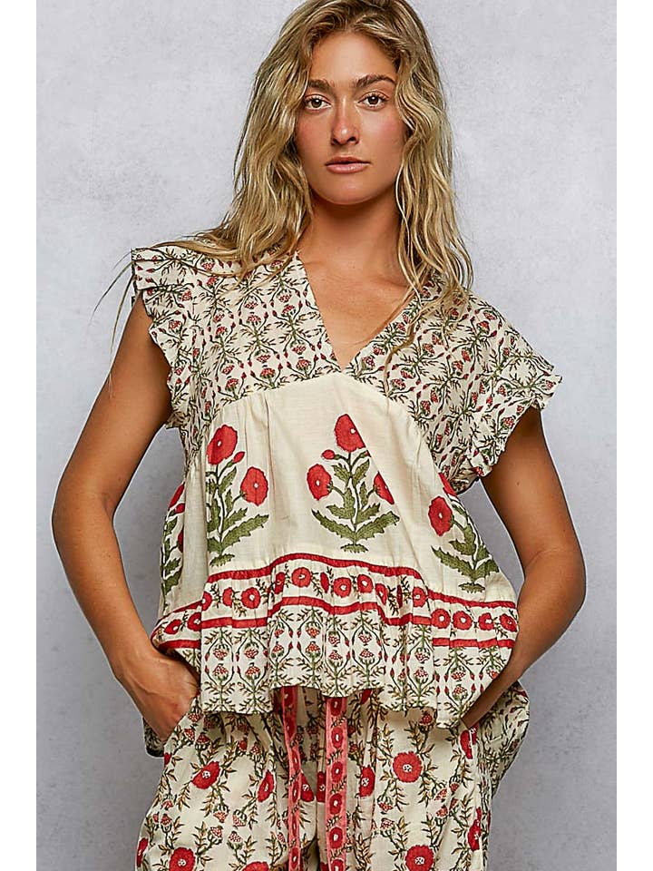 V-Neck Floral Flowy Top