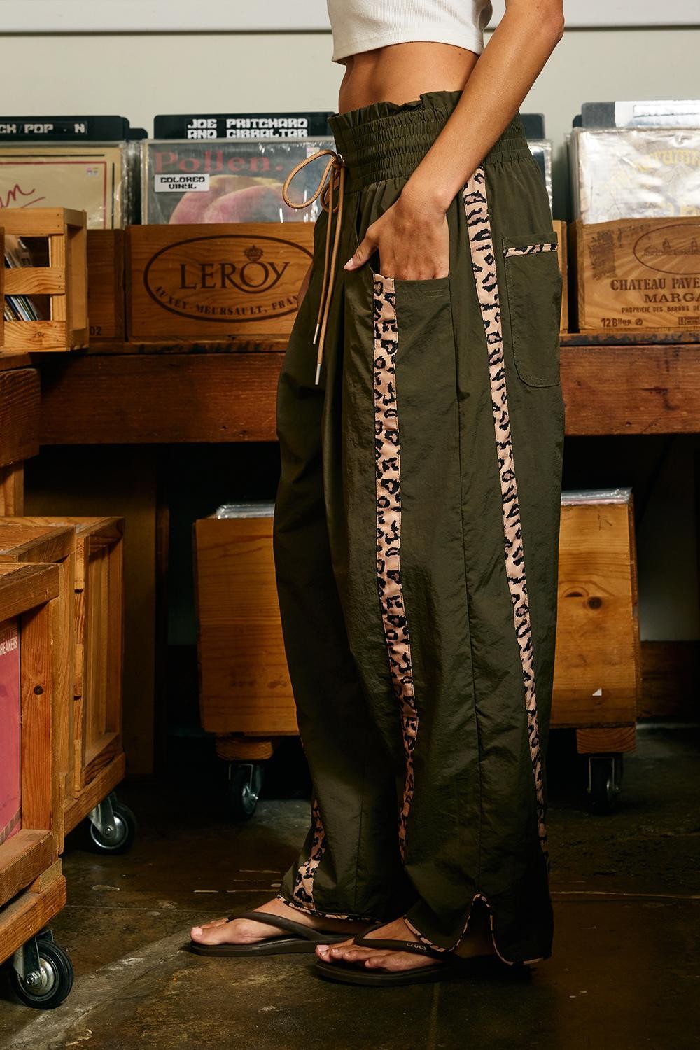 Cheetah Striped Windbreaker Pants