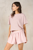 Poplin Short/Striped Tee Set