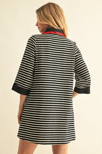 Ruffle Accent Stripe Shift Dress