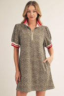 Contrast Collar Leopard Mini Dress