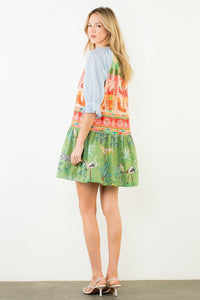 Jungle Mixed Print Mini Dress