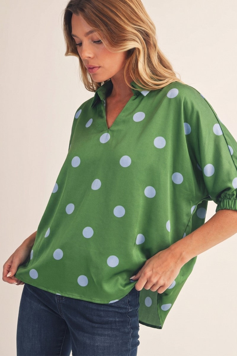 Polka Dot Satin Top