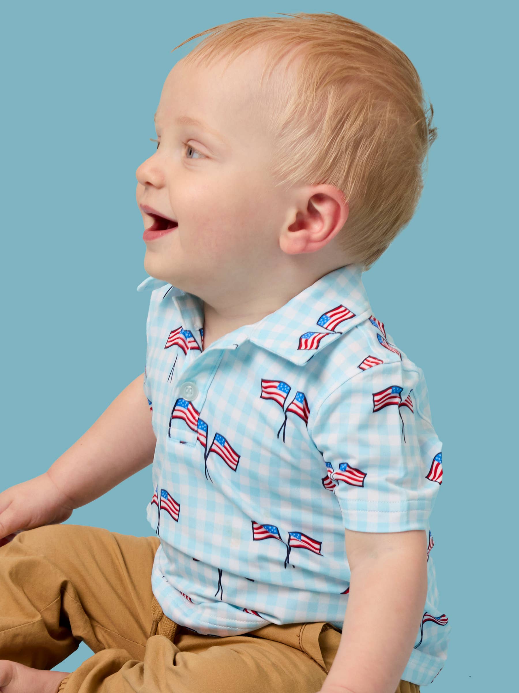 Patriotic Gingham Performance Polo