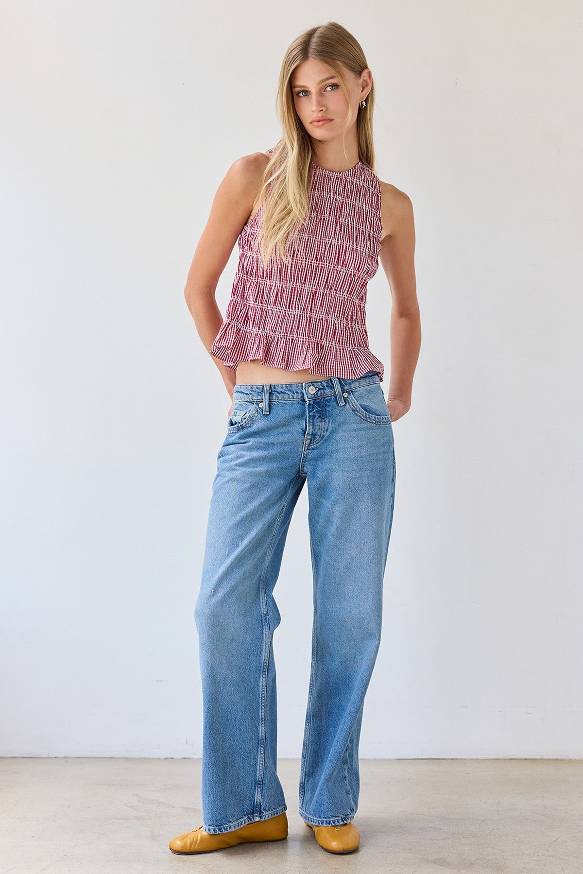Smocked Gingham Top