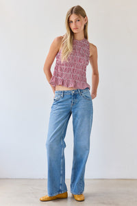Smocked Gingham Top