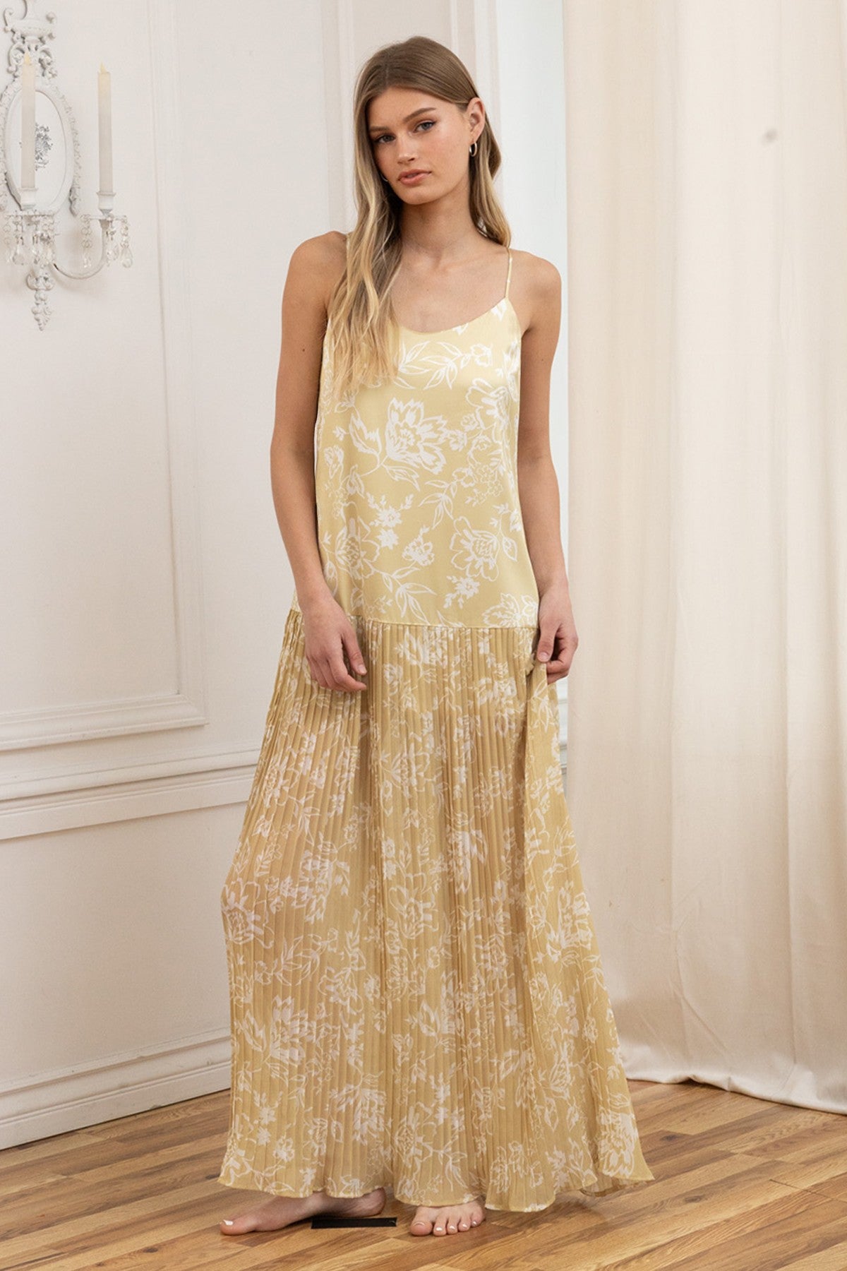 Floral Pleated Maxi Dress