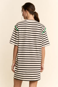 Striped Shoulder Detail Mini Dress