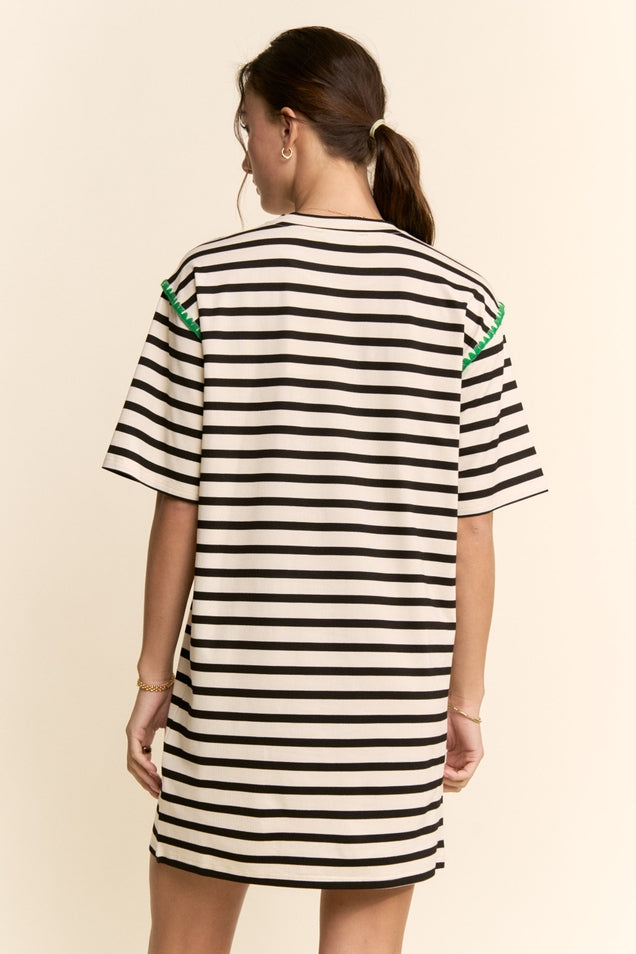 Striped Shoulder Detail Mini Dress