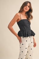 Eyelet Peplum Tank