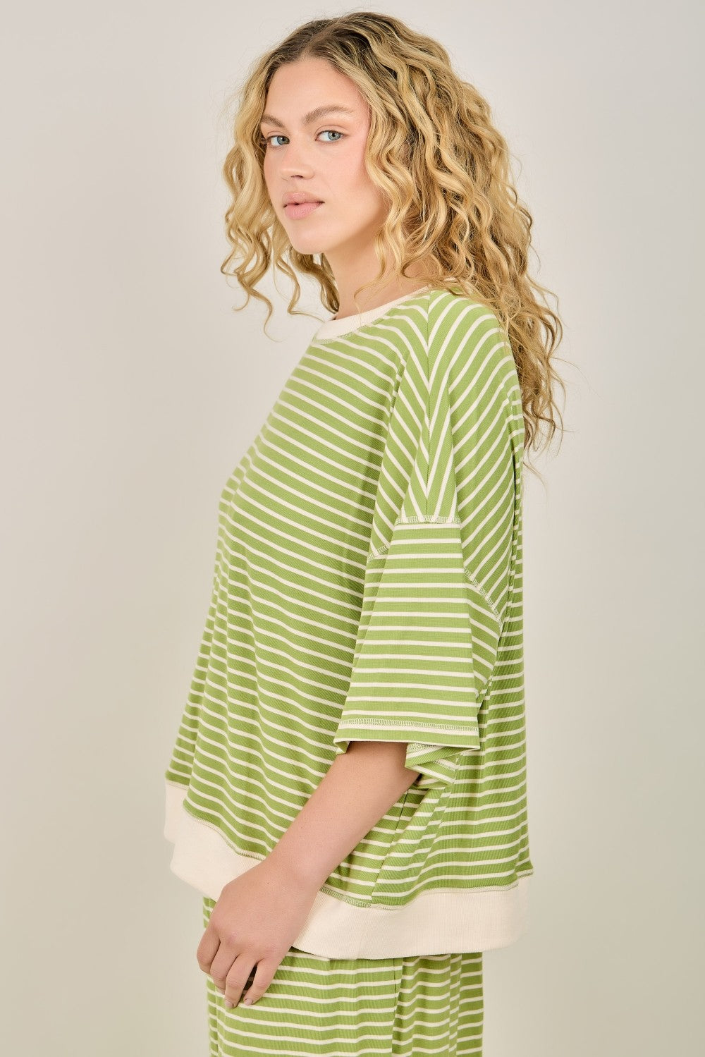 Striped Short Sleeve Sweatshirt