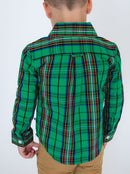 Green Plaid Button-Up