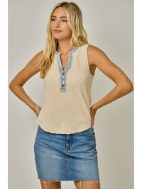Washed Thermal Henley Top