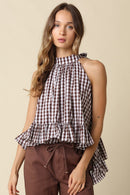 Gingham Halter Blouse
