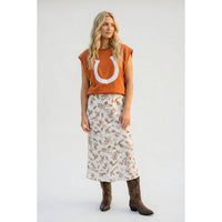 Western Satin Midi Skirt