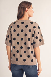 Polka Dot Short Sleeve Sweater