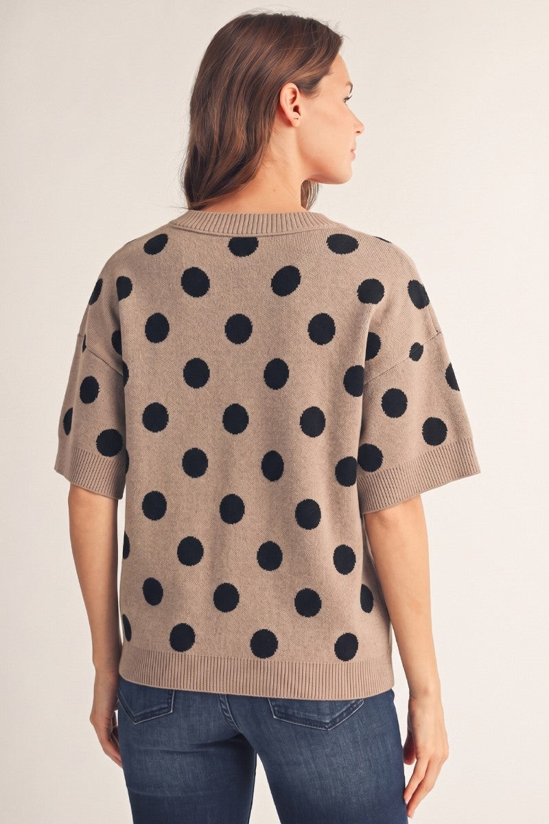 Polka Dot Short Sleeve Sweater