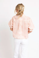 Eyelet Button-Up Blouse