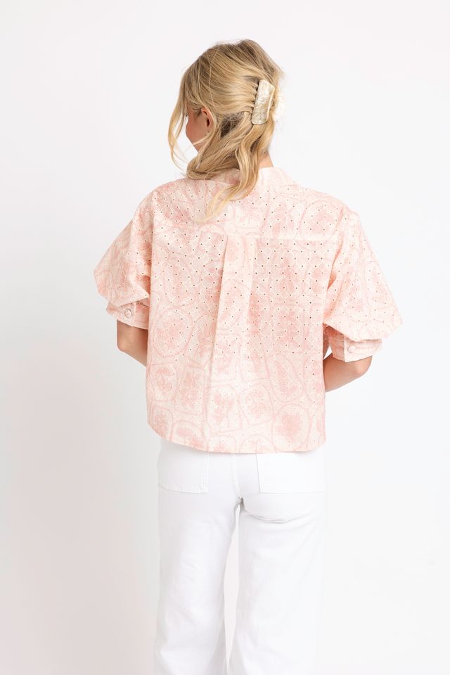 Eyelet Button-Up Blouse