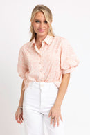 Eyelet Button-Up Blouse