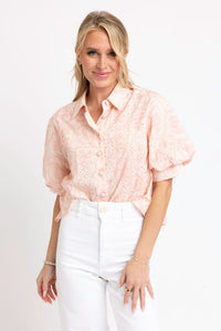 Eyelet Button-Up Blouse