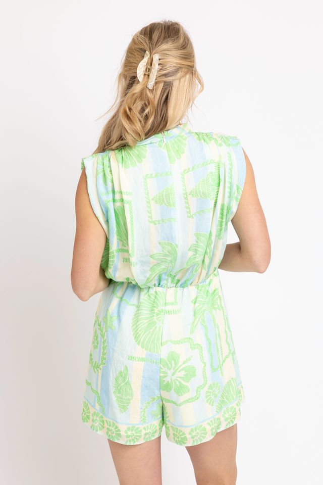 Cowl Neck Printed Romper