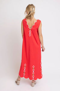 Scallop Embroidered Maxi Dress