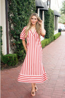 Striped V-Neck Maxi Dress