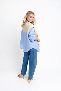 Striped Button Down with Sweater Overlay