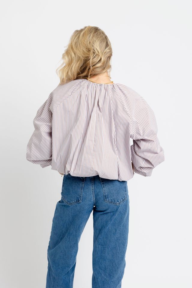 Menswear Striped Bubble Blouse